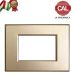PLACCA 3P CHAMPAGNE OPACO METALLO COMPATIBILE VIMAR PLANA PLA107