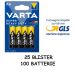 100 BATTERIE AA PILA MINISTILO VARTA BLISTER 1,5V 100 PILE