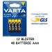 48 BATTERIE AAA PILA MINISTILO VARTA BLISTER 1,5V 48 PILE