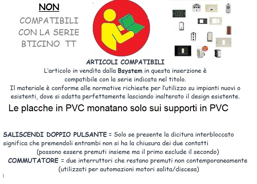 PLACCA E SUPPORTO IN PVC COMPATIBILI SERIE MAGIC BIANCO NERO AVORIO ANTRACITE - Foto 25 di 49